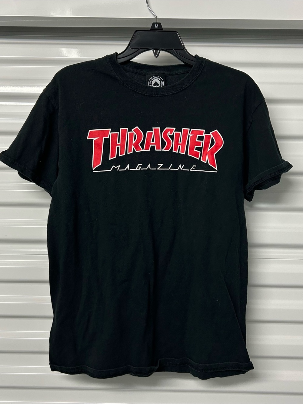 Thrasher Black Tee with Red Logo - Men's Crew